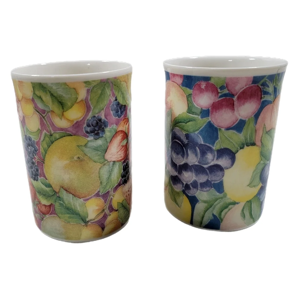 Bone China  2 Mugs Country Fruits by Royal Doulton Expressions, England 1993
